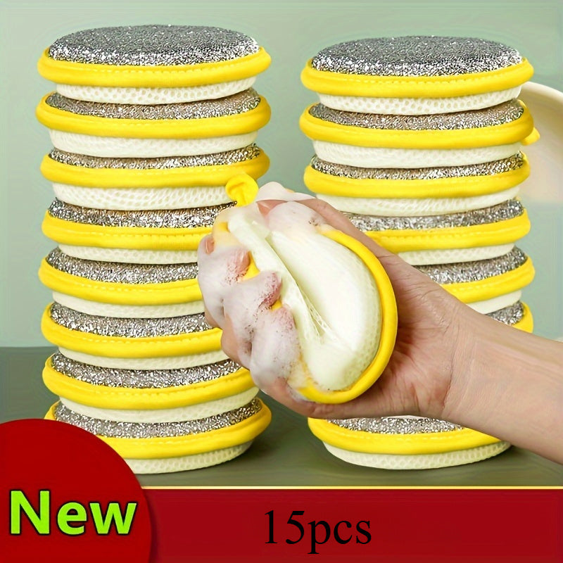 Set of 6 Antibacterial Kitchen Scrub Sponges - Includes Dual-Sided Scrubbing Pads and Dish Brush for Versatile Cleaning Tasks. Reusable, Washable, and Made from Plastic Material. No Electricity Required. Perfect for Use in the Living Room, Bedroom