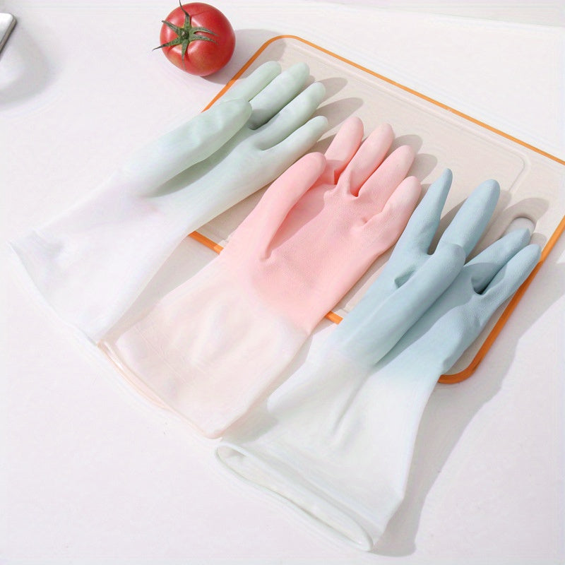 3 Sets of Durable Household Cleaning Gloves for Kitchen and Bathroom, Waterproof and Reusable, Perfect for Cleaning and Back-to-School Needs