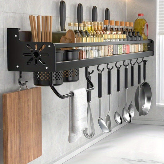 Versatile Household Storage Rack for Kitchen, Wall-Mounted Chopsticks and Knife Holder, Spice Organizer