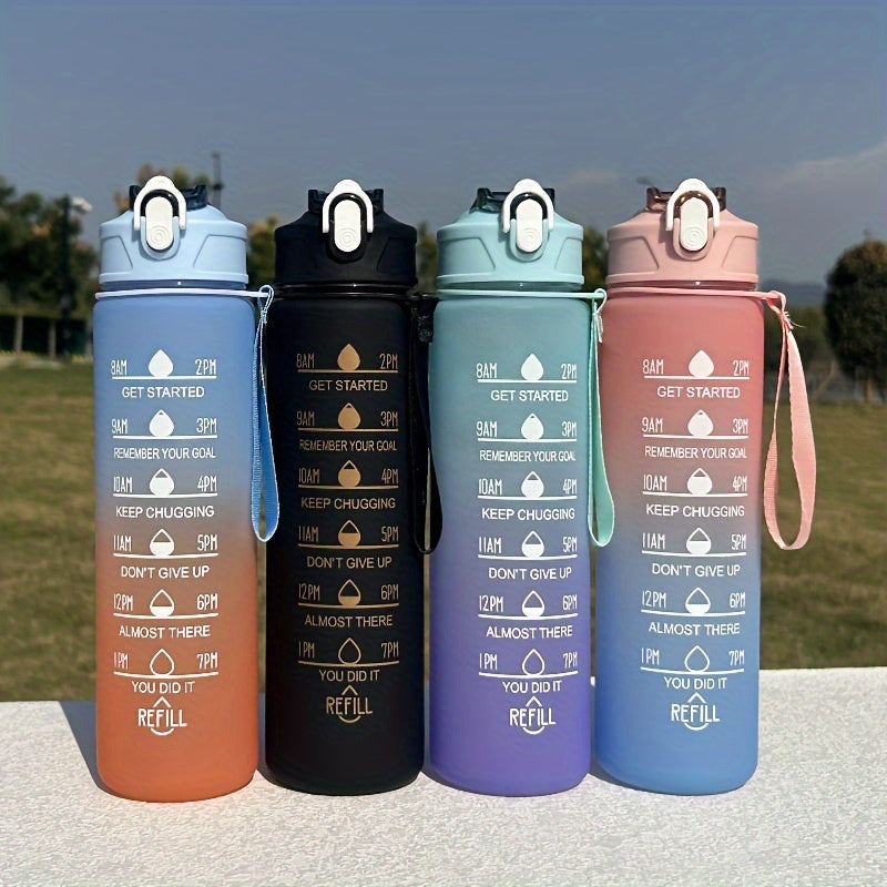 Motivational 750ml/25oz BPA-free water bottle for sports and outdoor activities. Great for camping, hiking, and fitness. Perfect for summer. Ideal gift.