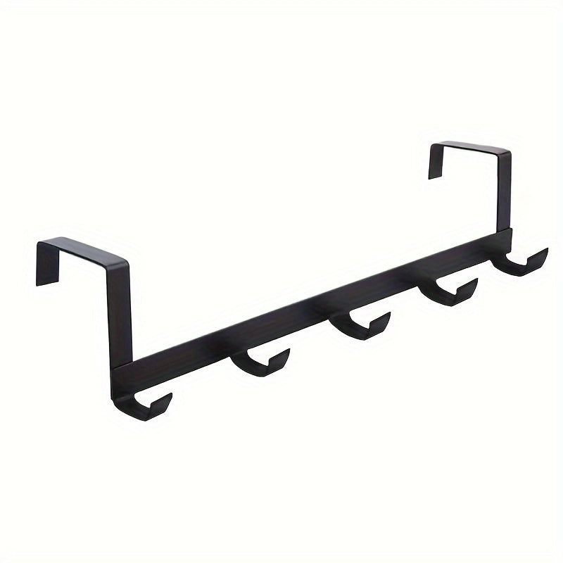 Fashionable over-the-door hook rack with 5 hooks for hanging coats, hats, towels; can be mounted on walls without drilling; versatile organizer for various rooms; made of durable material.