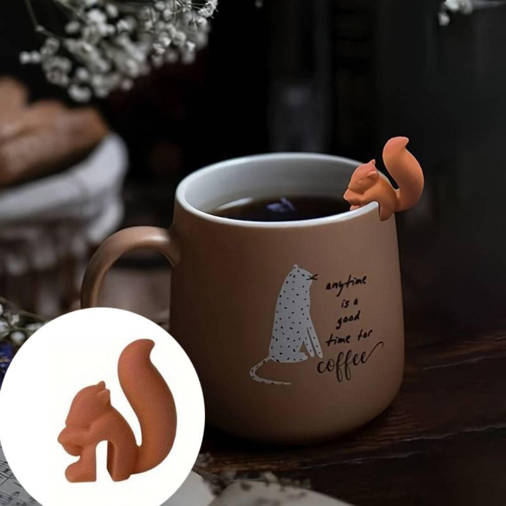 Gift Set of 5 Silicone Squirrel Shaped Tea Bag Holders - Fun Tea Accessories for Cup Decor, Tea Bag Clips for easy Identification - Perfect Teaware Gift