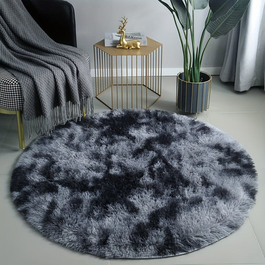 One Piece Round Tie-Dye Area Rug: Soft Fluffy Polyester Carpet, Non-Shedding, Easy to Clean, Dry Clean Only - Perfect for Bedroom and Living Room Decor