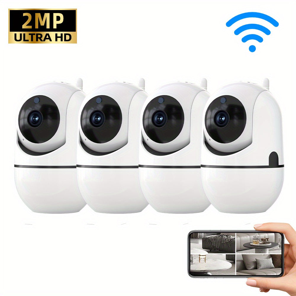 The WJG 1/2/4 Pack Indoor Security Camera offers high-definition monitoring with night vision capabilities. It has Wi-Fi connectivity and the option for cloud storage. The camera is powered by USB and records 1080p video. It is compatible with