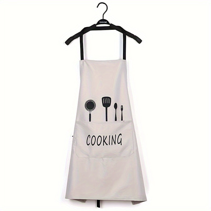 Waterproof & oil-proof apron with pockets, adjustable stain resistant halter neck for various activities - polyester fabric, 69.85cm x 68.07cm.