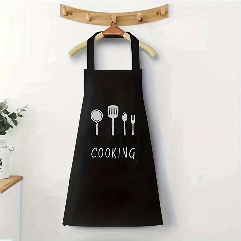 Waterproof & oil-proof apron with pockets, adjustable stain resistant halter neck for various activities - polyester fabric, 69.85cm x 68.07cm.