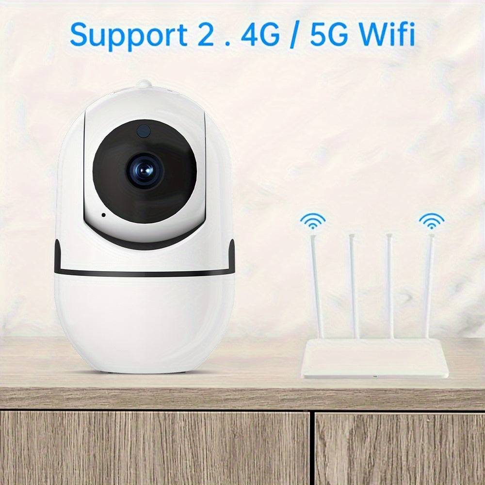 The WJG 1/2/4 Pack Indoor Security Camera offers high-definition monitoring with night vision capabilities. It has Wi-Fi connectivity and the option for cloud storage. The camera is powered by USB and records 1080p video. It is compatible with