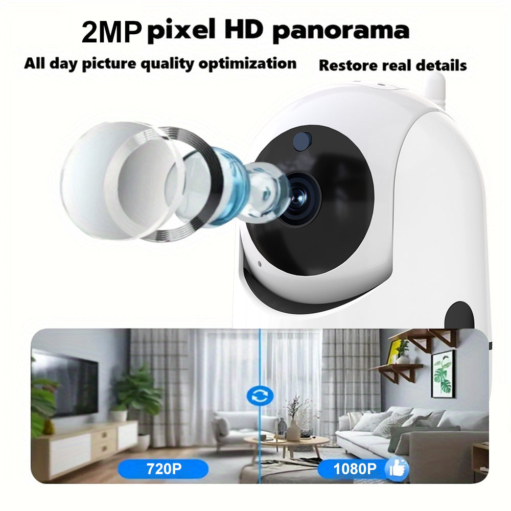 The WJG 1/2/4 Pack Indoor Security Camera offers high-definition monitoring with night vision capabilities. It has Wi-Fi connectivity and the option for cloud storage. The camera is powered by USB and records 1080p video. It is compatible with