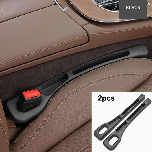 Universal car seat gap fillers with double slot design to organize keys, phones, cards, coins, etc. - Leak-proof and made of PC material.