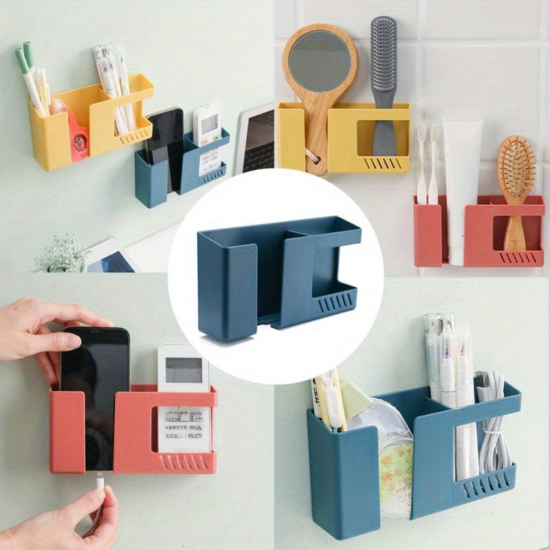 Versatile Wall-Mounted Organizer for Phones and Remote Controls - Convenient Storage Solution for Home and Office, No Installation Required