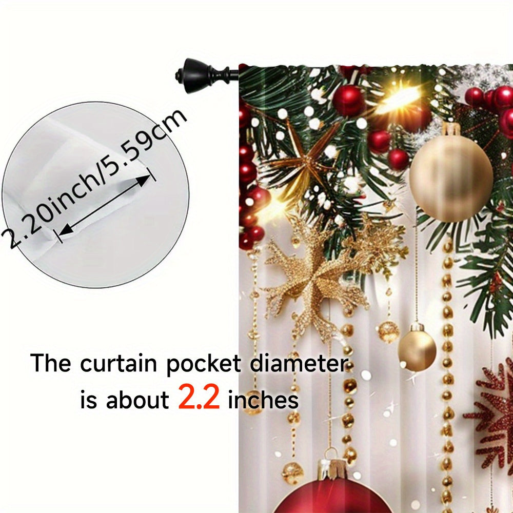 Set of 2 Christmas Decor Curtains - Featuring Rod Pocket, Digital Printed Polyester Drapes ideal for Living Room, Kitchen, Bedroom, and More - Easy to Machine Wash for Home Decor (rod not included)