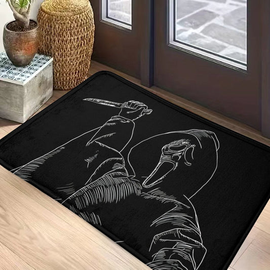 Non-Slip Doormat with Scream Design - Made of Machine Washable Polyester, Ideal for Living Room, Balcony, Entrance, and Christmas Decor, Perfect for Indoor Use as a Door Rug.