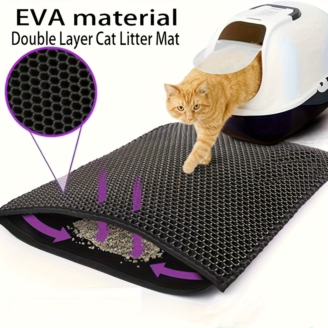 XL Double Layer EVA Cat Litter Mat - Anti-Slip, Washable, Waterproof, Odor Control, Easy to Clean - Ideal for Litter Boxes, Pet Mess Protector | Durable Washable Cat Mat