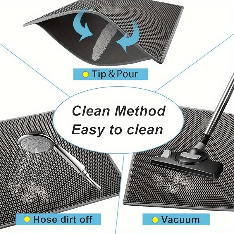 XL Double Layer EVA Cat Litter Mat - Anti-Slip, Washable, Waterproof, Odor Control, Easy to Clean - Ideal for Litter Boxes, Pet Mess Protector | Durable Washable Cat Mat