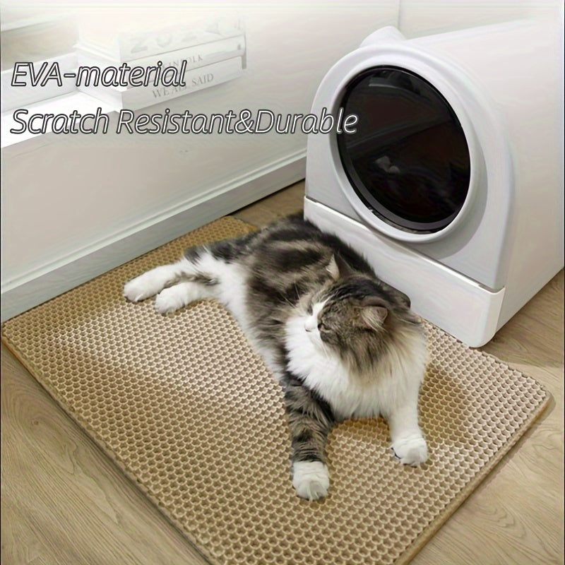 XL Double Layer EVA Cat Litter Mat - Anti-Slip, Washable, Waterproof, Odor Control, Easy to Clean - Ideal for Litter Boxes, Pet Mess Protector | Durable Washable Cat Mat