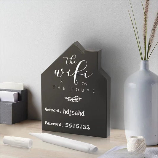 Stylish Wooden Sign with Wifi Password - Reusable Blackboard Style, Great for Home Decor during Halloween & Christmas