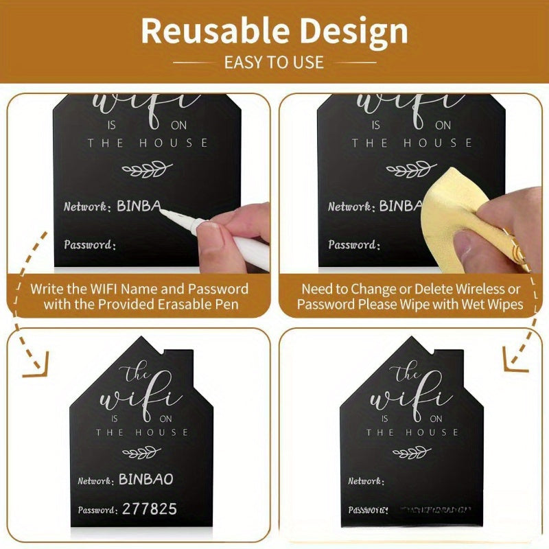 Stylish Wooden Sign with Wifi Password - Reusable Blackboard Style, Great for Home Decor during Halloween & Christmas