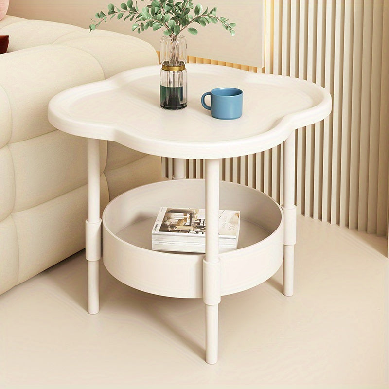 Contemporary 2-Tier Plastic End Table, Space-Saving Narrow Sofa Table for Small Rooms, Perfect for Living Rooms & Bedrooms, Sturdy Design, Simple Assembly, No Electricity Needed