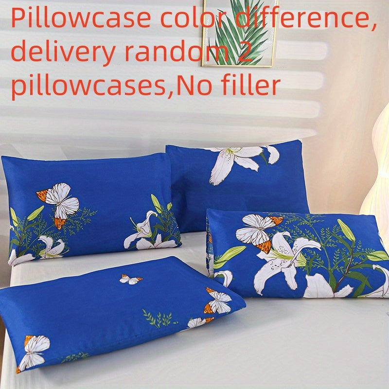 Two luxury brushed microfiber pillowcases with floral and geometric patterns are included in this pack. Each pillowcase features an envelope closure and is machine washable. Made of polyester with a jacquard weave, these pillowcases are lightweight