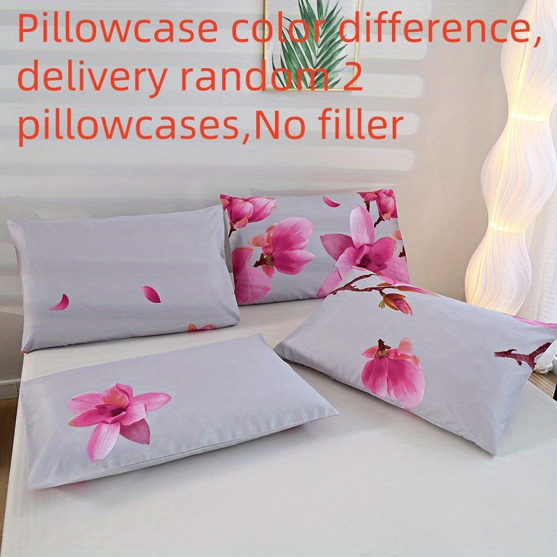 Two luxury brushed microfiber pillowcases with floral and geometric patterns are included in this pack. Each pillowcase features an envelope closure and is machine washable. Made of polyester with a jacquard weave, these pillowcases are lightweight