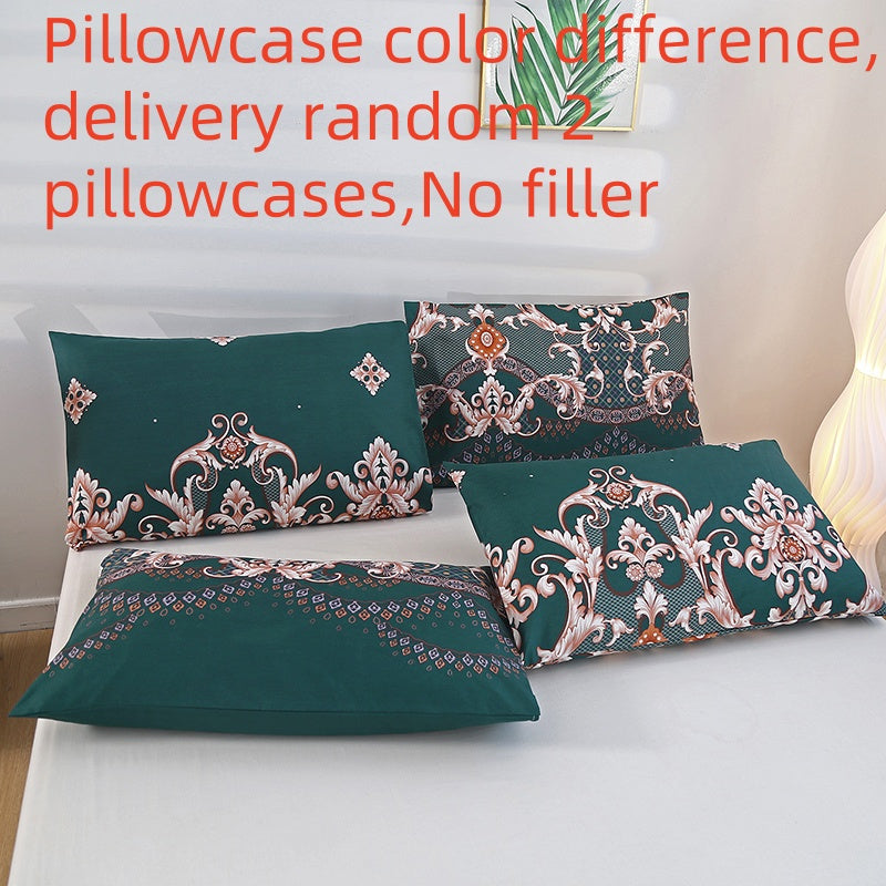 Two luxury brushed microfiber pillowcases with floral and geometric patterns are included in this pack. Each pillowcase features an envelope closure and is machine washable. Made of polyester with a jacquard weave, these pillowcases are lightweight