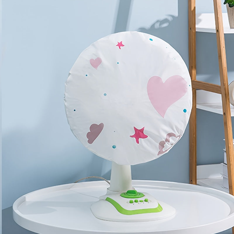 1 piece of Love Fan protective cover, designed to be waterproof and guard against dust. Fits universal round floor-standing electric fans, and features a 3D household decor design made of plastic material. Ideal for home organization and storage.