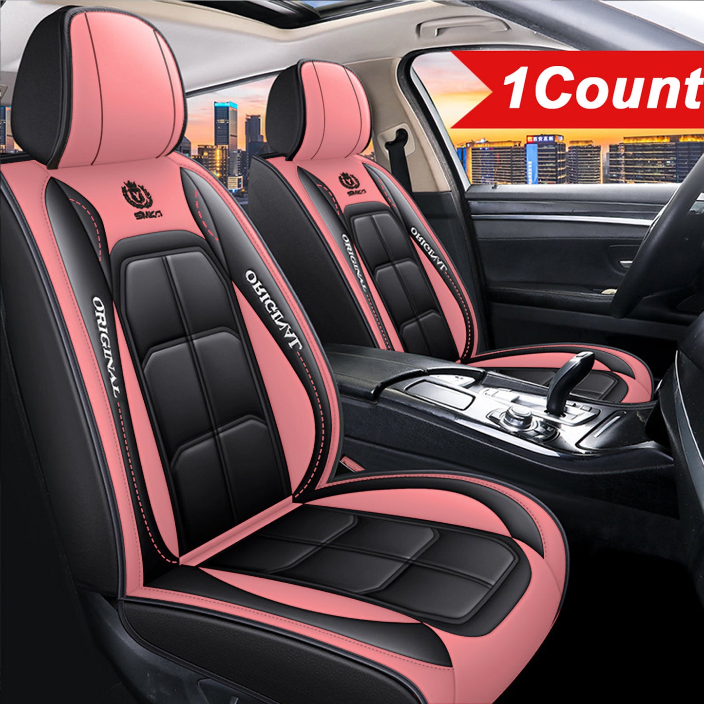 Faux leather car seat covers with universal fit, easy installation, and available for various models. (Front seat, 1 count)