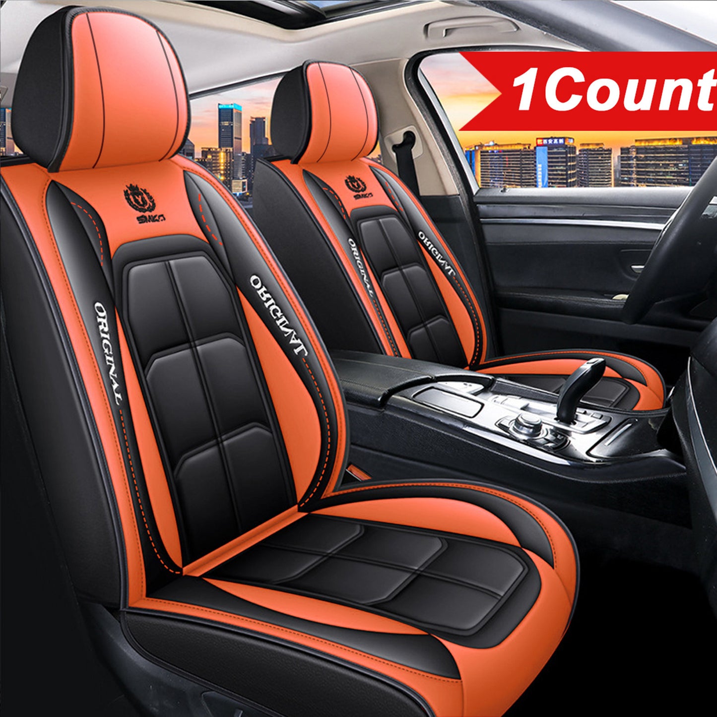 Faux leather car seat covers with universal fit, easy installation, and available for various models. (Front seat, 1 count)