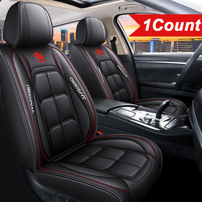 Waterproof, breathable PU leather car seat cover fits most cars, easy to clean and soft to touch; no filling included.