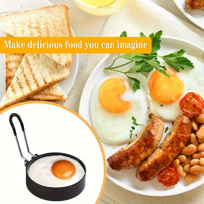 Egg Ring made of Stainless Steel with Non-Sticky Mold and Silicone Handle - Ideal for Breakfast Preparation, Camping, and Dining, Essential Kitchen Tool for Home Cooks and Cooking Enthusiasts