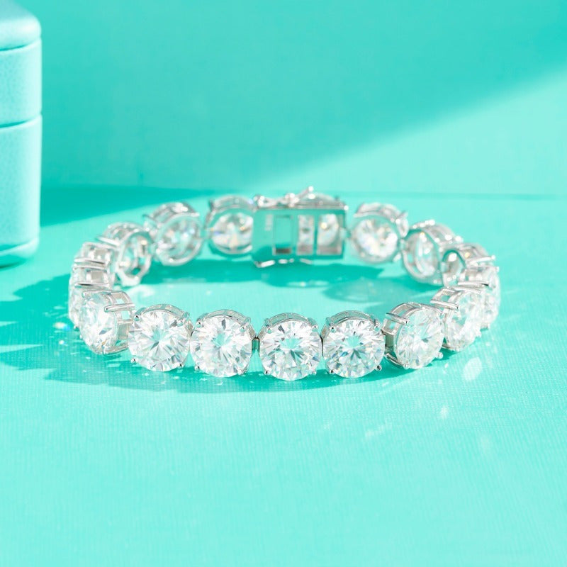 Stunning 85ct Moissanite Bracelet, Ideal for Birthdays & Special Events, Bohemian Inspired in 925 Sterling Silver with Ethical Diamonds.