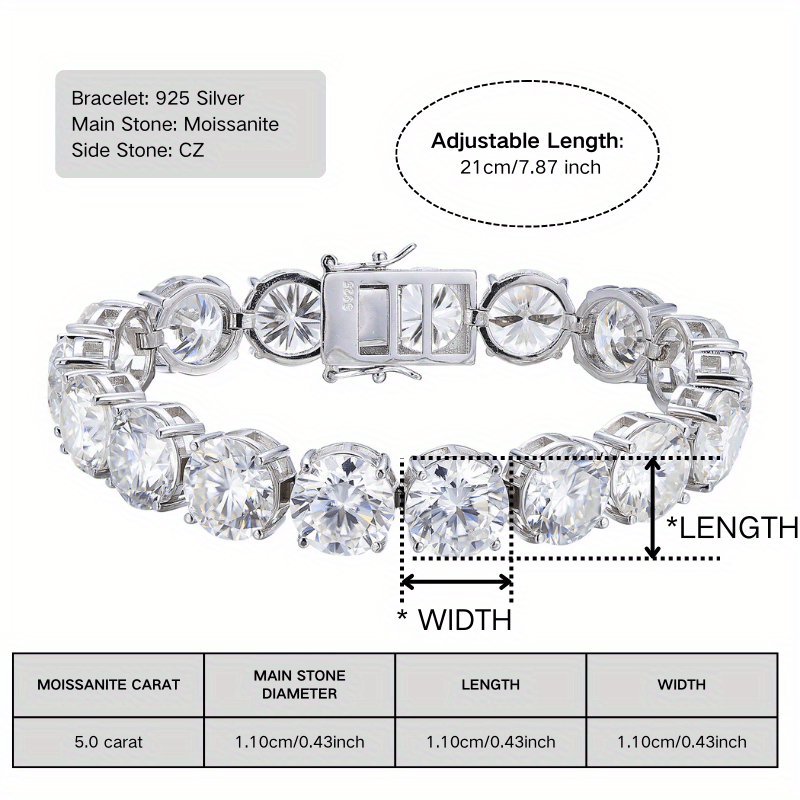 Stunning 85ct Moissanite Bracelet, Ideal for Birthdays & Special Events, Bohemian Inspired in 925 Sterling Silver with Ethical Diamonds.