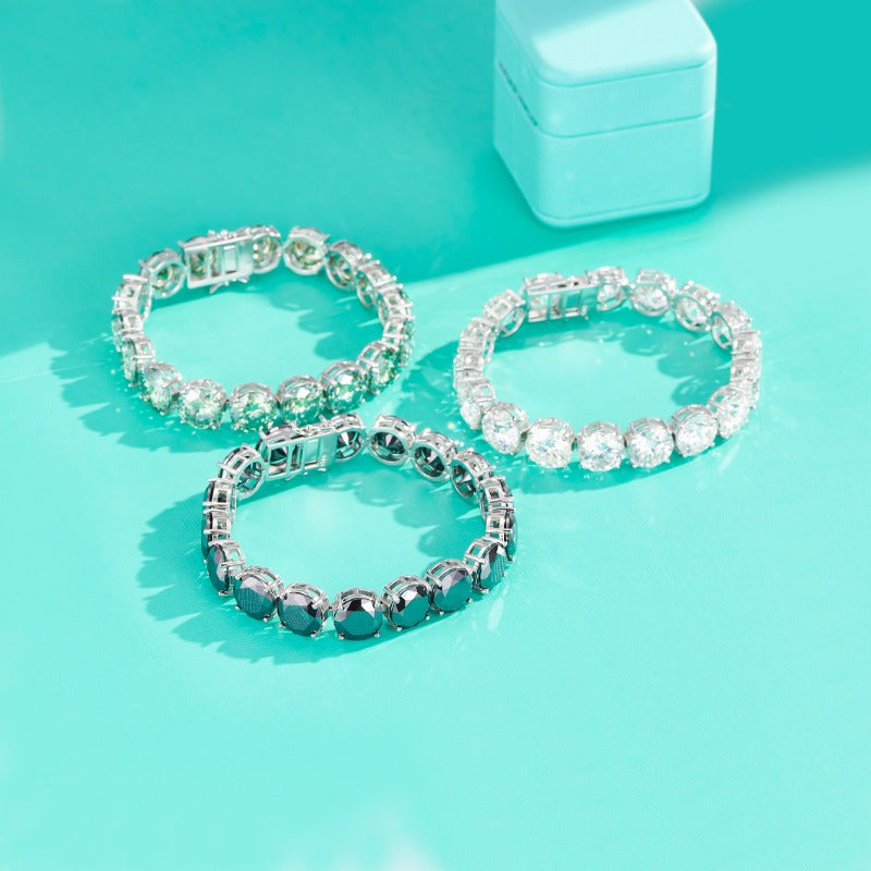 Stunning 85ct Moissanite Bracelet, Ideal for Birthdays & Special Events, Bohemian Inspired in 925 Sterling Silver with Ethical Diamonds.