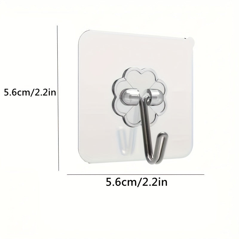 10-Pack of heavy-duty waterproof adhesive hooks for fashionable organization in bathroom, kitchen, and home storage.