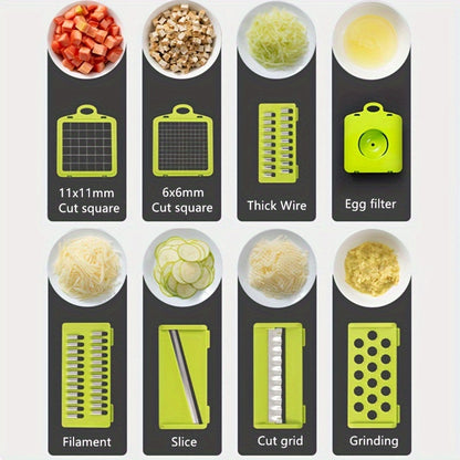 1pc Multifunctional Vegetable Cutter - 14-in-1, Manual, Plastic, with Container, Ideal for Slicing, Dicing, Shredding Vegetables, Perfect for Ramadan Celebrations, Restaurant Kitchen Tool.