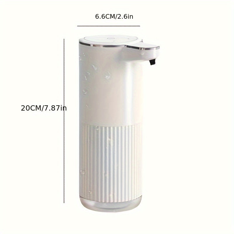 Foam soap dispenser with 360ml capacity, adjustable dispensing time, plastic material. Suitable for various spaces with wave pattern design.