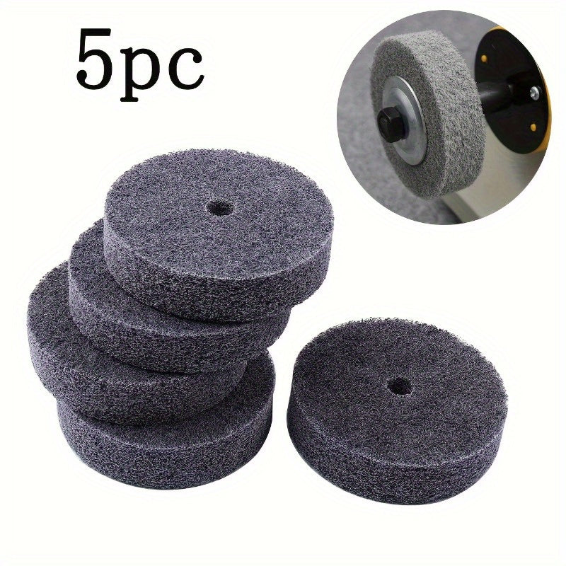 5 pieces of 3" Fiberglass Buffing Wheels with 3/8" Arbor Hole, Emery Grit Material, compatible with Angle Grinder Bench Buffers and Grinders