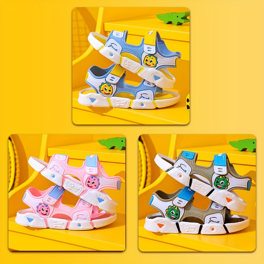 Kids' summer sandals with cute dinosaur design - comfortable and breathable for boys and girls, perfect for beach and casual wear