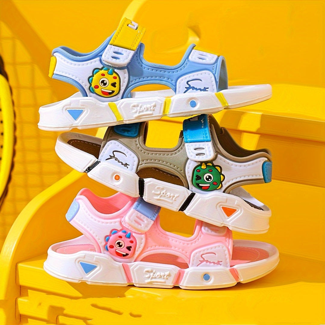 Kids' summer sandals with cute dinosaur design - comfortable and breathable for boys and girls, perfect for beach and casual wear