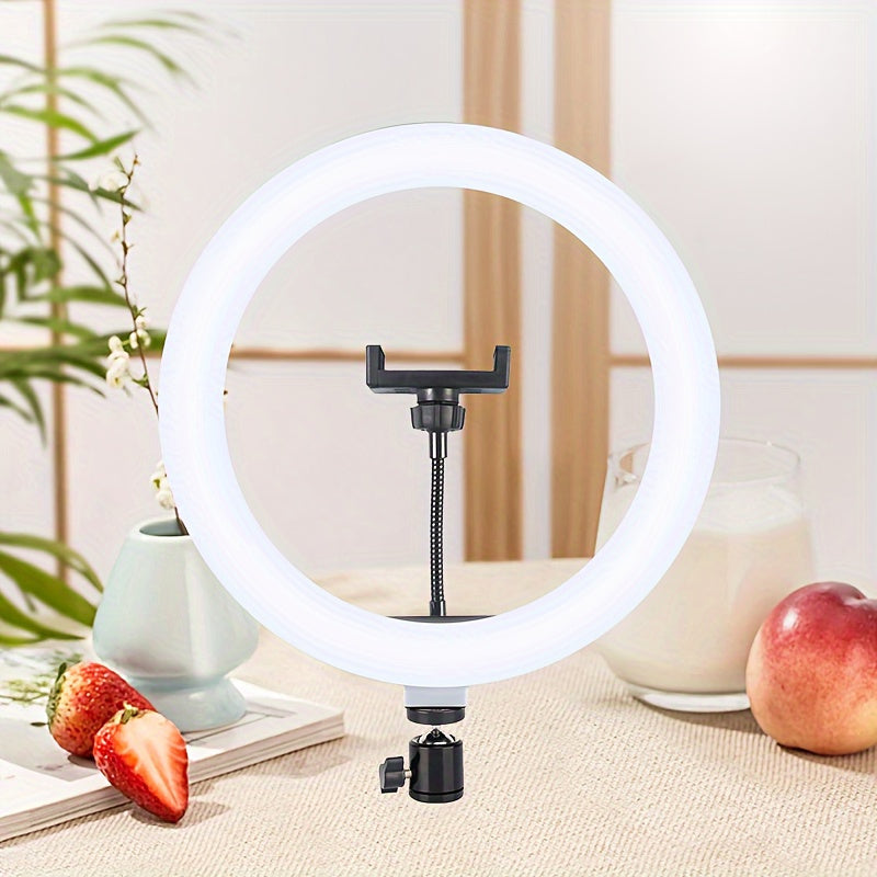 USB-powered LED ring light with stainless steel construction, suitable for beauty, vlogging, and live streaming with an operating voltage of ≤36V.