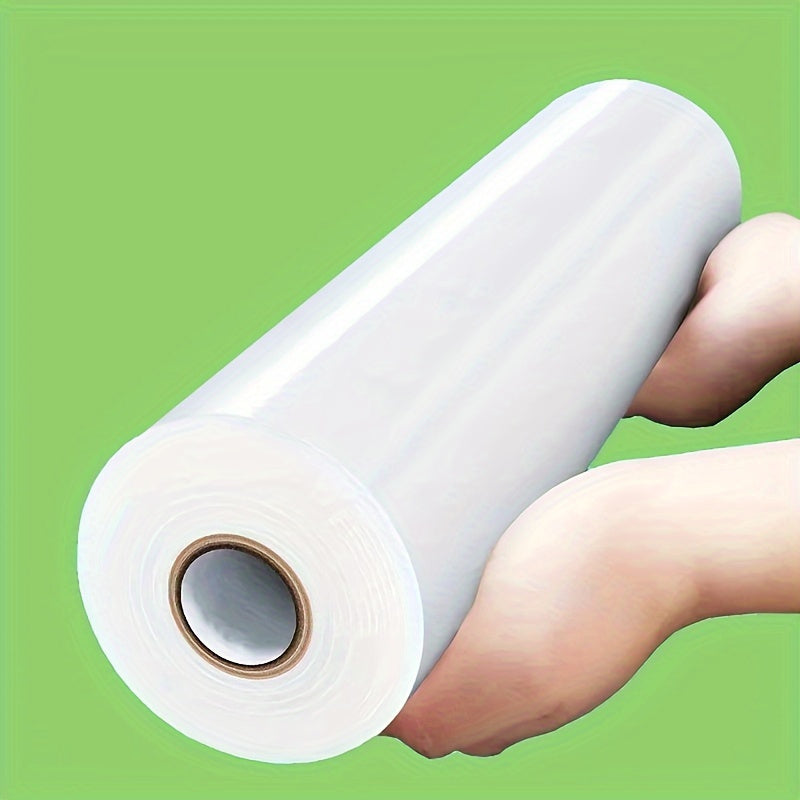 1 Roll Easy-Tear Plastic Wrap - 50.0m No-Cut Food-Safe Cling Film for Microwave & Refrigerator Use, Kitchen Seal Wrap