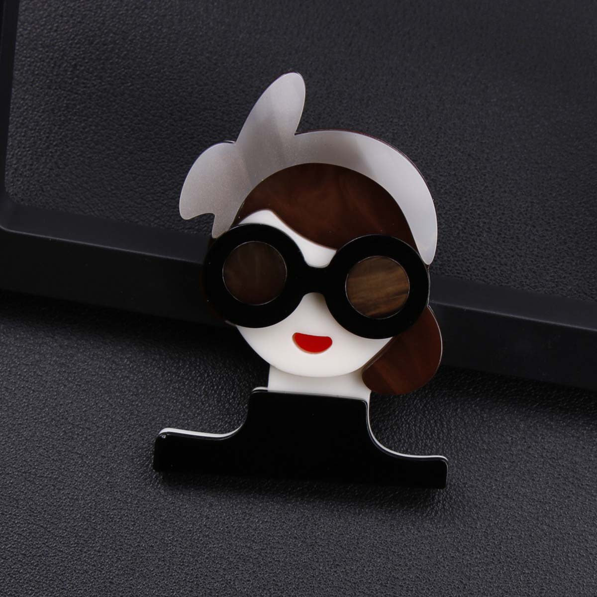 Cartoon-Inspired Chic Acrylic Girl Brooch - Luxe Punk Style with Rhinestone & Enamel Finish. Unique Winter Fashion Accessory in Irregular Shape, Cartoon Theme design. Perfect for Punk and Luxury Styles.