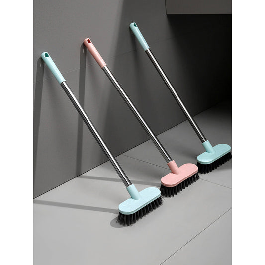 '- Description: This bathroom floor brush features a durable long handle and hard bristles, making it ideal for cleaning toilets and floors. The no dead angle design ensures thorough cleaning of both toilet and ceramic tiles. Perfect for manual tile