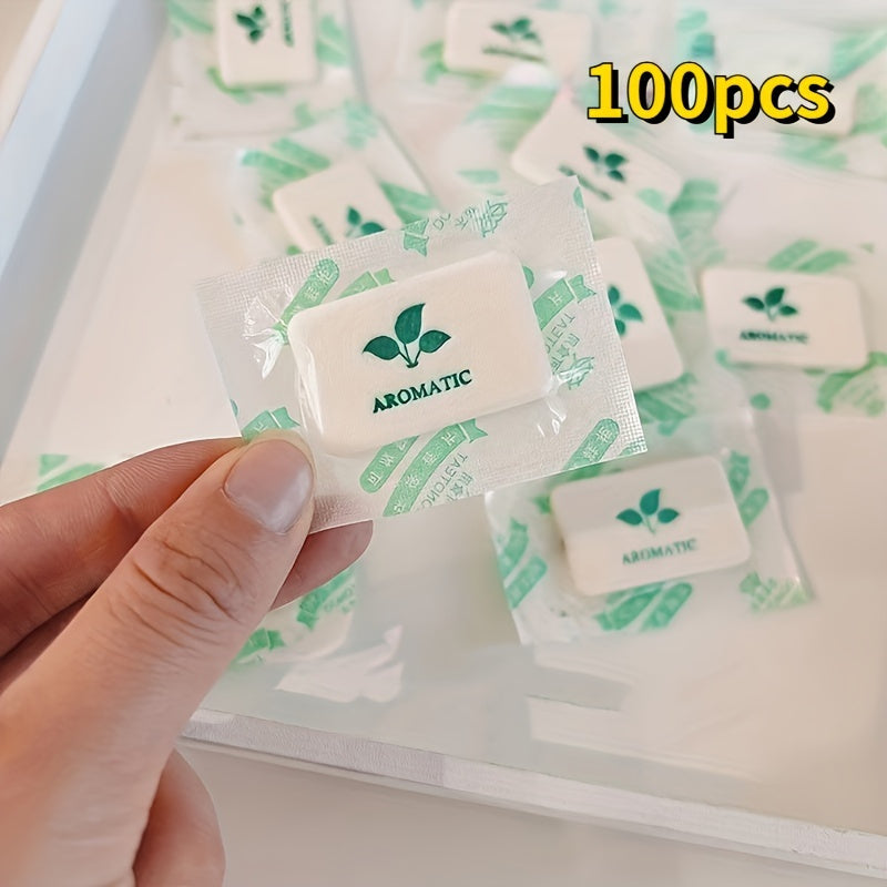 100 Aromatic Lemon Jasmine Sachets for Wardrobe, Car, Room. Solid Perfume Fragrance Tablets for Air Freshening. Car Interior Accessories.