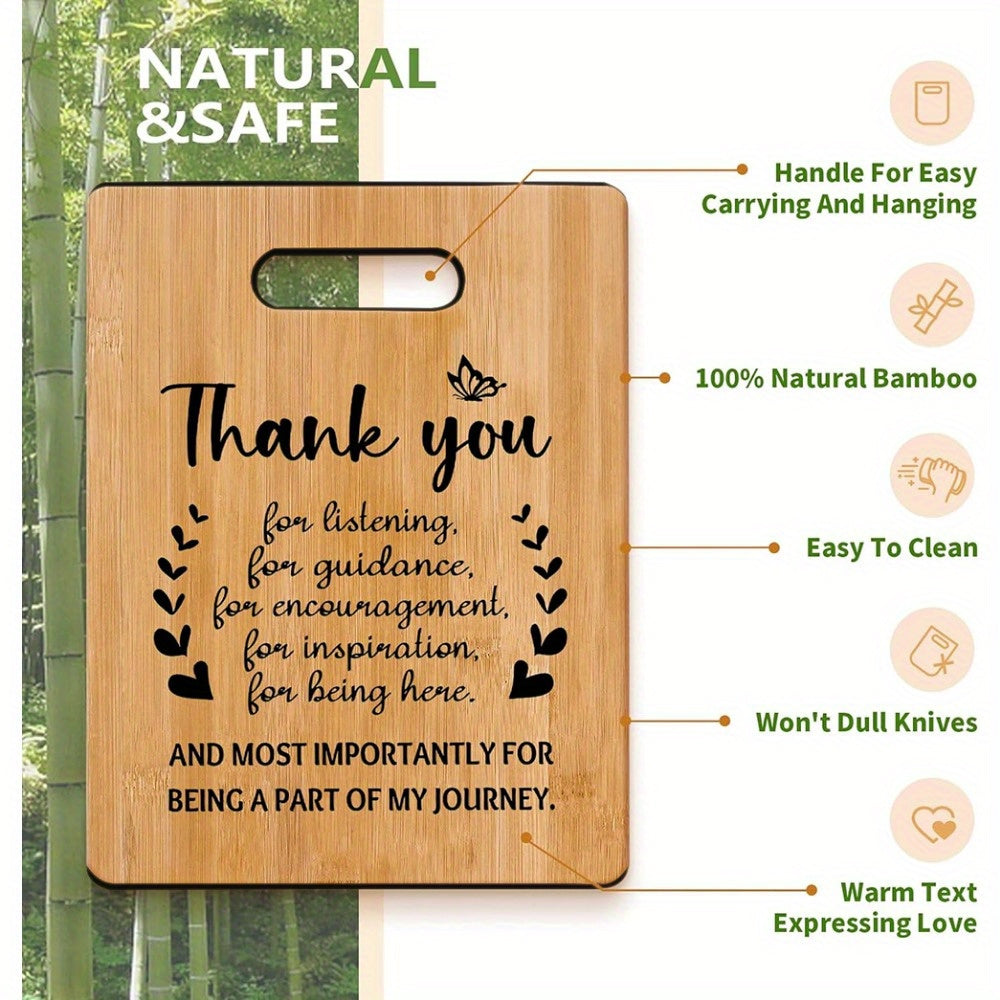 Express your gratitude with a thoughtful bamboo cutting board featuring warm words - the perfect thank you gift for women. Ideal for coworkers, friends, nurses, teachers, and as a graduation or bridal shower token of appreciation. Purchase in bulk for