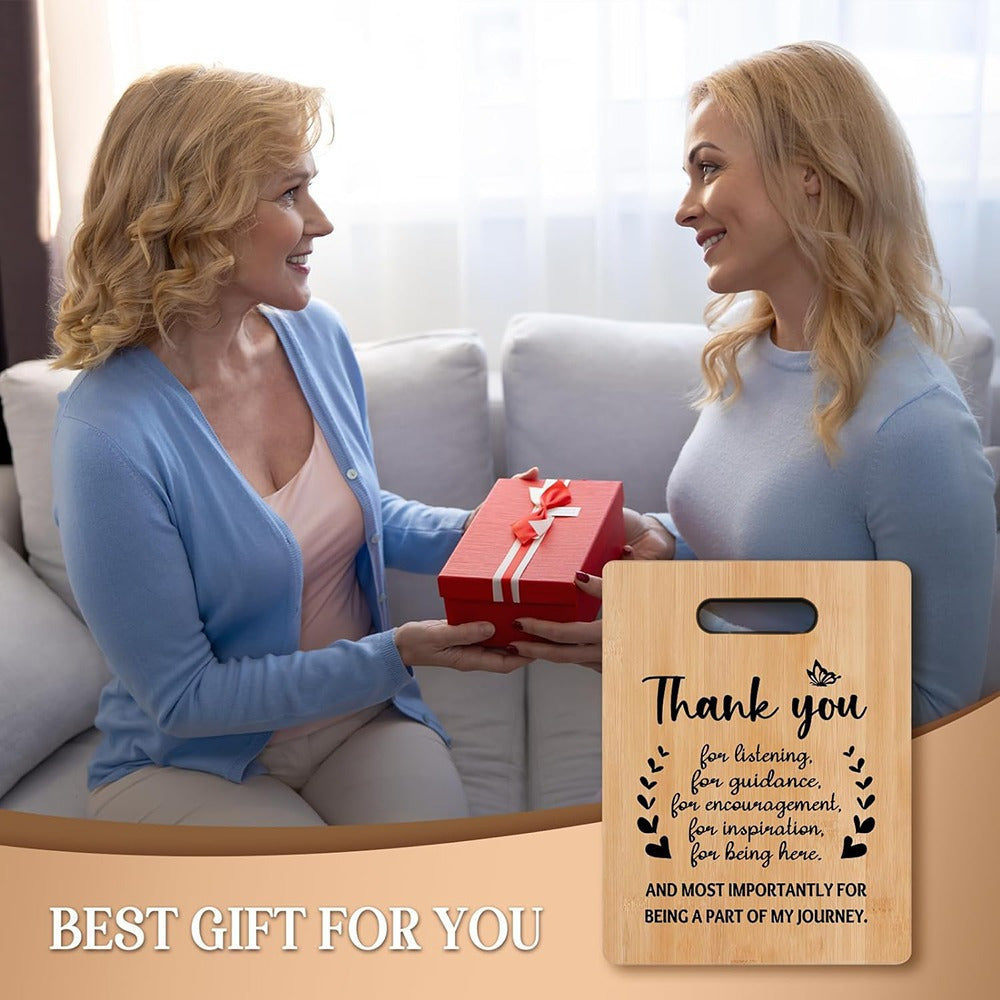 Express your gratitude with a thoughtful bamboo cutting board featuring warm words - the perfect thank you gift for women. Ideal for coworkers, friends, nurses, teachers, and as a graduation or bridal shower token of appreciation. Purchase in bulk for