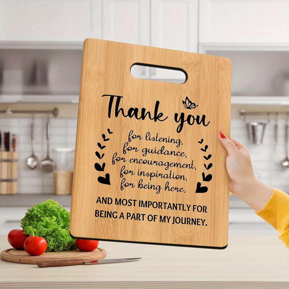 Express your gratitude with a thoughtful bamboo cutting board featuring warm words - the perfect thank you gift for women. Ideal for coworkers, friends, nurses, teachers, and as a graduation or bridal shower token of appreciation. Purchase in bulk for