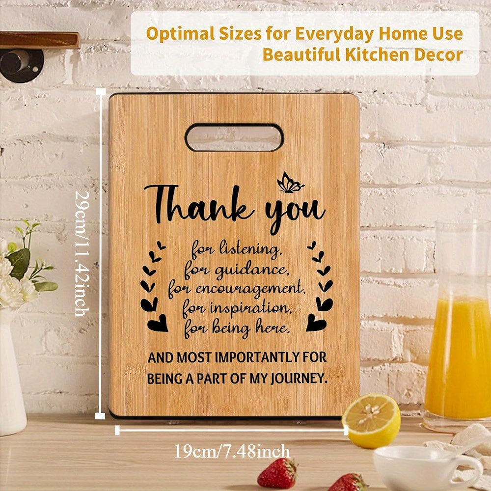 Express your gratitude with a thoughtful bamboo cutting board featuring warm words - the perfect thank you gift for women. Ideal for coworkers, friends, nurses, teachers, and as a graduation or bridal shower token of appreciation. Purchase in bulk for