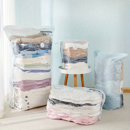 Set of 5 Thickened Vacuum Compression Storage Bags - Clear, Versatile for Organizing Clothes & Quilts