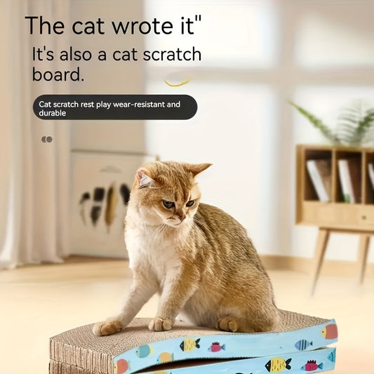 Durable, high-density corrugated cardboard lounge for cats that can be used on both sides.